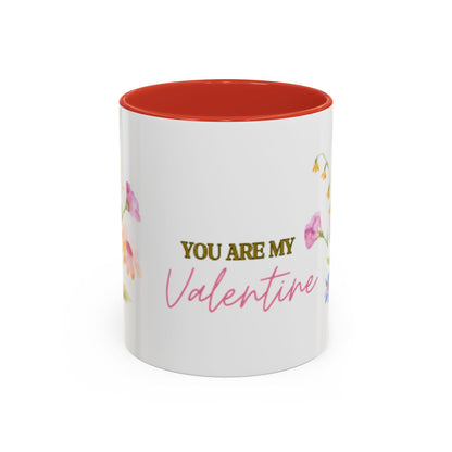 Valentine Floral Coffee Mug — "You Are My Valentine" Accent Mug