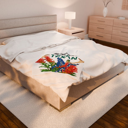 Texas MOM Velveteen Plush Blanket - Cozy Floral Throw for Mother's Day, Birthdays, and Texas Pride
