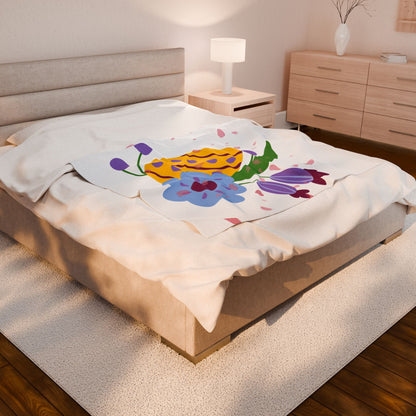 Easter Floral Velveteen Plush Blanket - Cozy Spring Decor