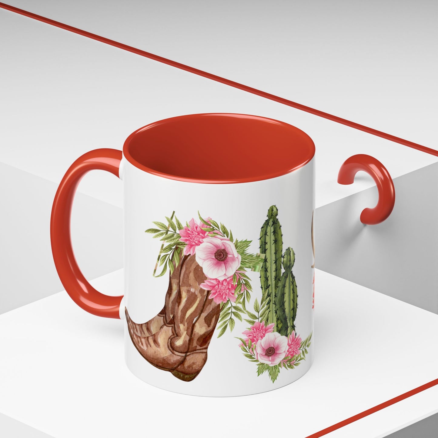 Texan Mom Accent Coffee Mug — "My MOM is a TEXAN" Floral & Cactus Gift