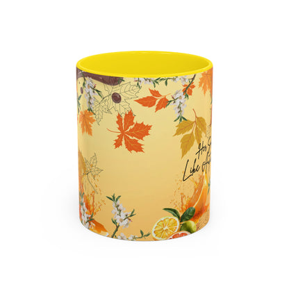 Autumn Citrus Coffee Mug - 'Her Soul Glows Like Autumn Leaves' Accent Ceramic Mug