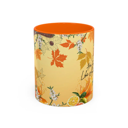 Autumn Citrus Coffee Mug - 'Her Soul Glows Like Autumn Leaves' Accent Ceramic Mug