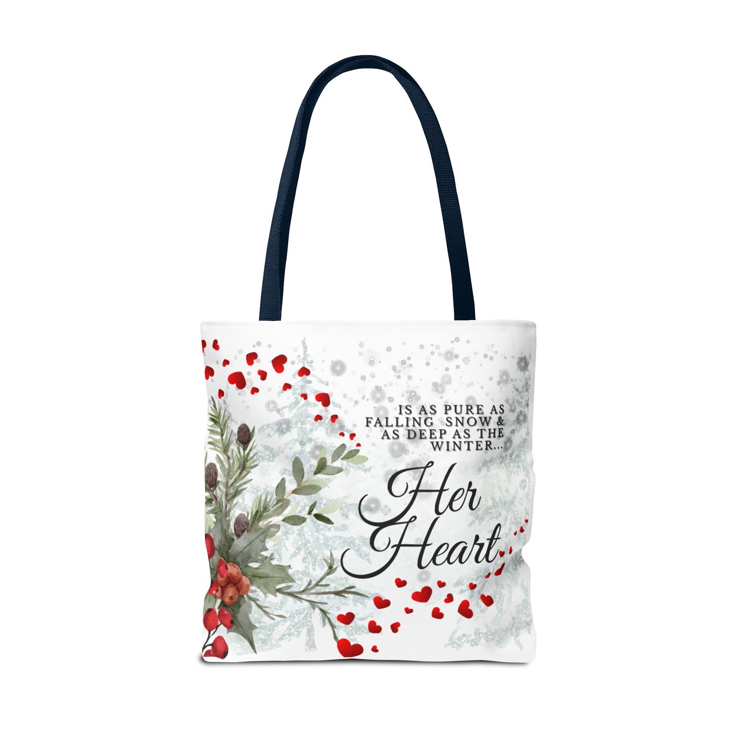 Her Heart Winter Floral Tote Bag – Romantic Valentine’s Day Canvas Tote