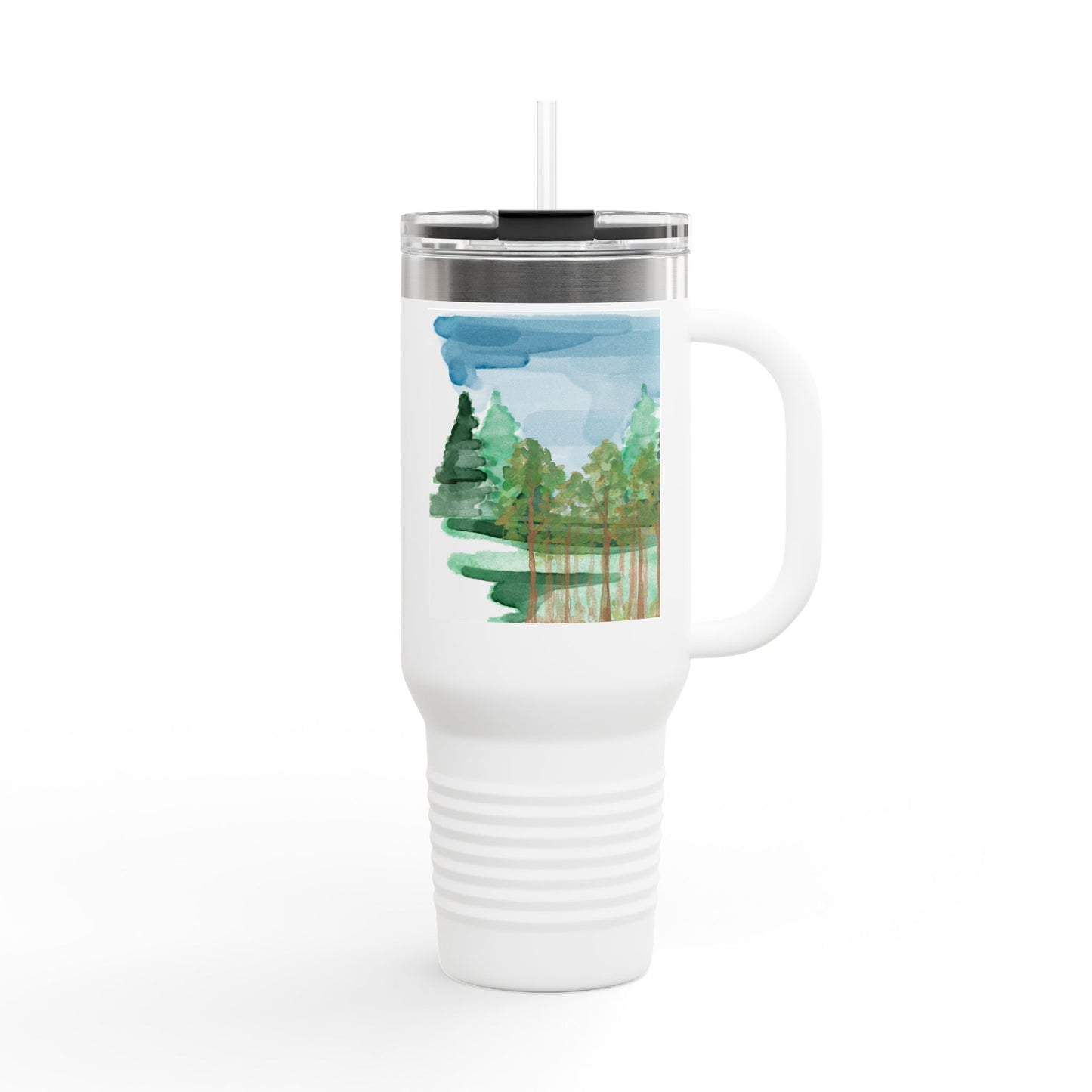 Dad Time 40oz Insulated Travel Mug – Scenic Nature Tumbler with Handle