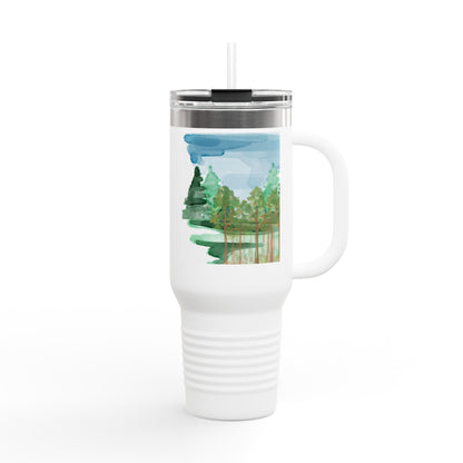Dad Time 40oz Insulated Travel Mug – Scenic Nature Tumbler with Handle