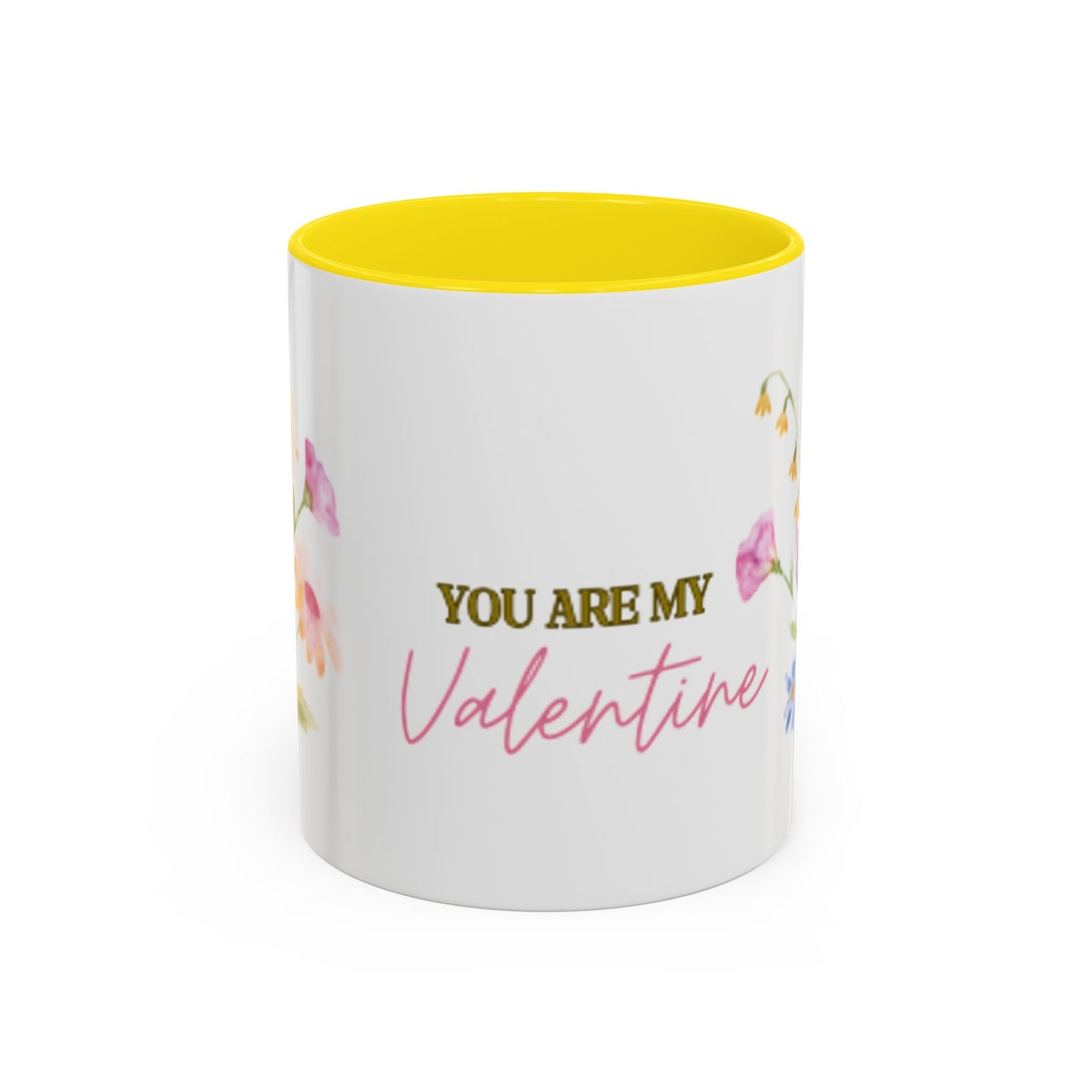 Valentine Floral Coffee Mug — "You Are My Valentine" Accent Mug