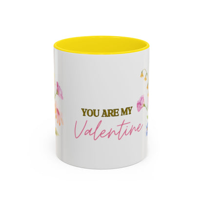 Valentine Floral Coffee Mug — "You Are My Valentine" Accent Mug