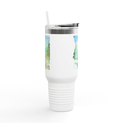 Dad Time 40oz Insulated Travel Mug – Scenic Nature Tumbler with Handle