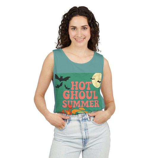 Hot Ghoul Summer Tank Top, Halloween Shirt, Unisex Summer Wear, Summer Party Top, Trendy Graphic Tank, Beach Outfit