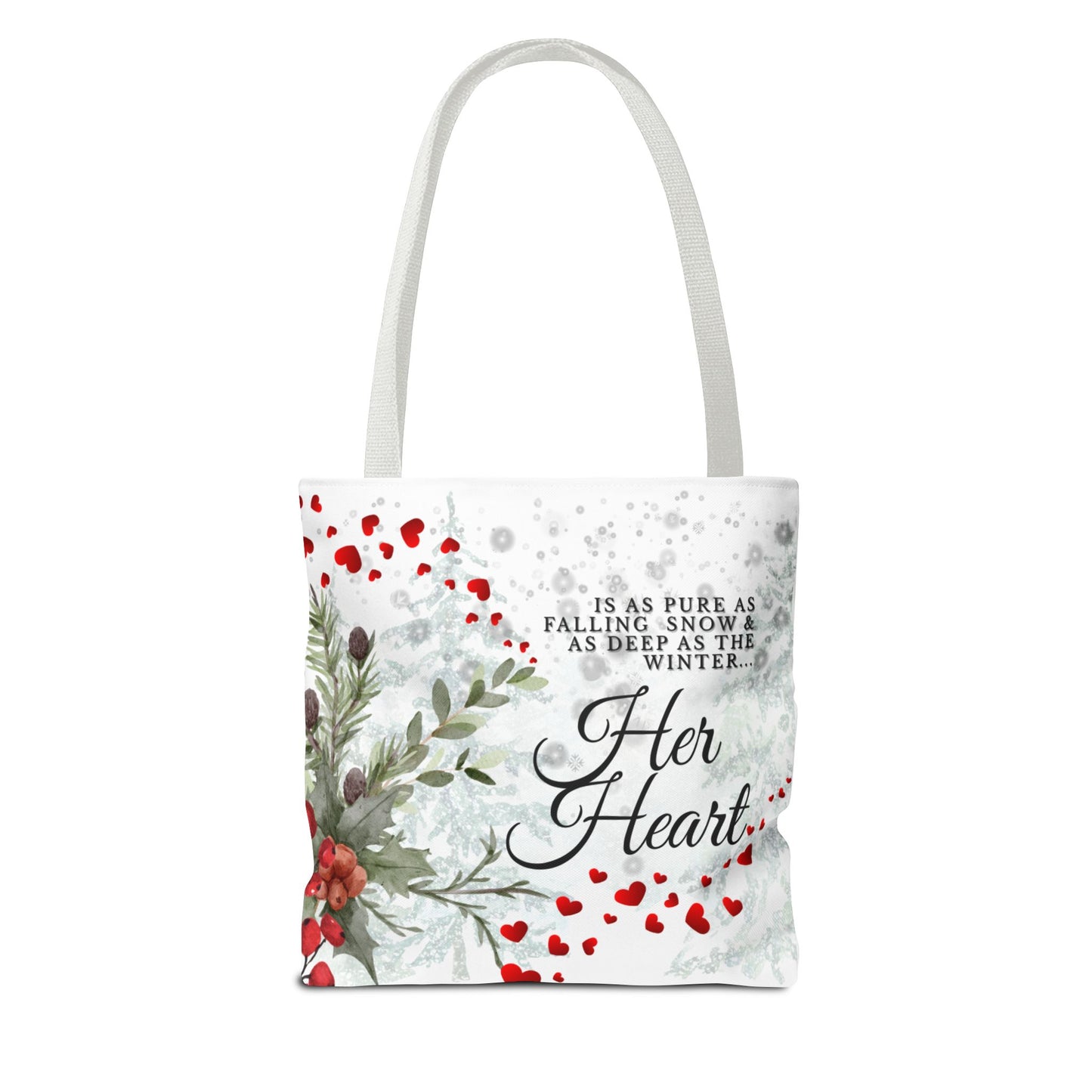 Her Heart Winter Floral Tote Bag — Romantic Holiday Gift