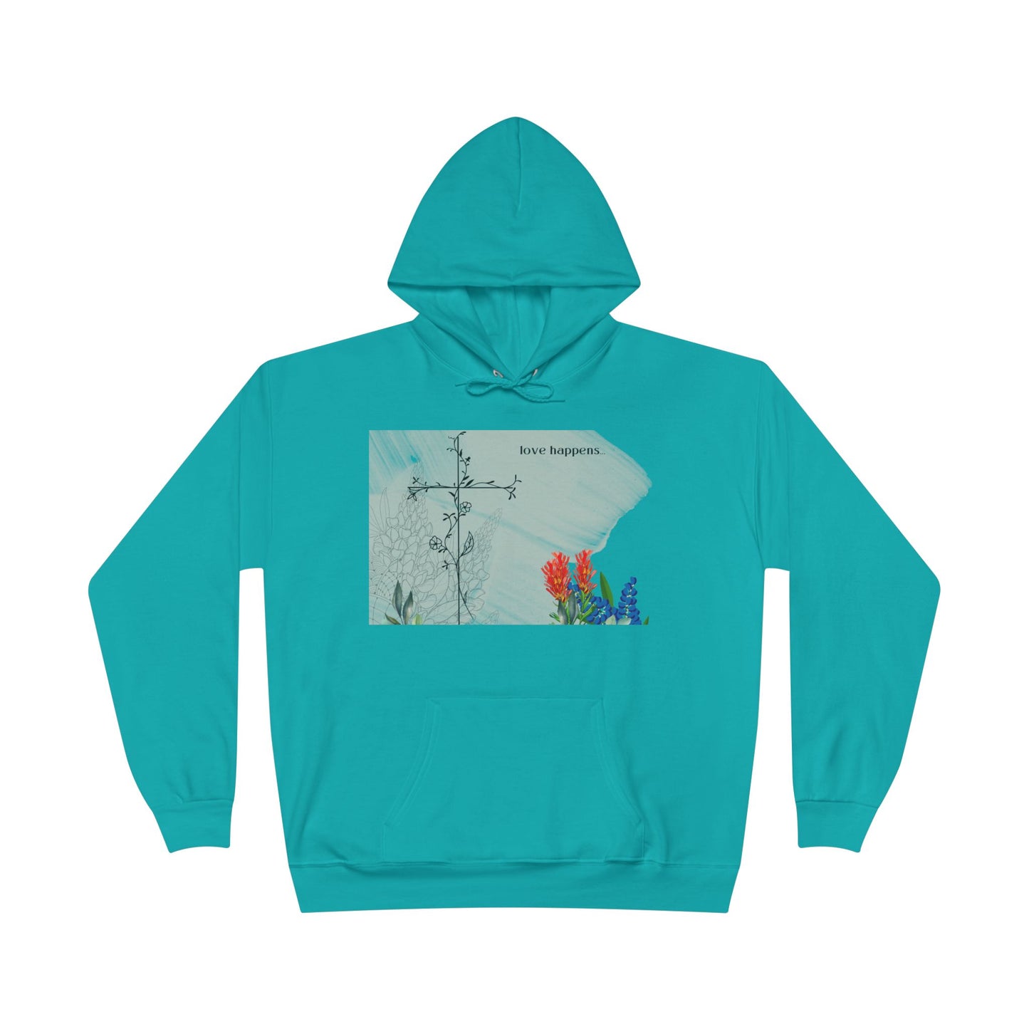Love Happens Eco-Friendly Hoodie - Floral Design for Nature Lovers
