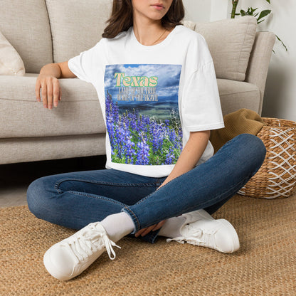 Texas Bluebonnet T-Shirt — "Texas: Land of the Free, Home of the Brave"