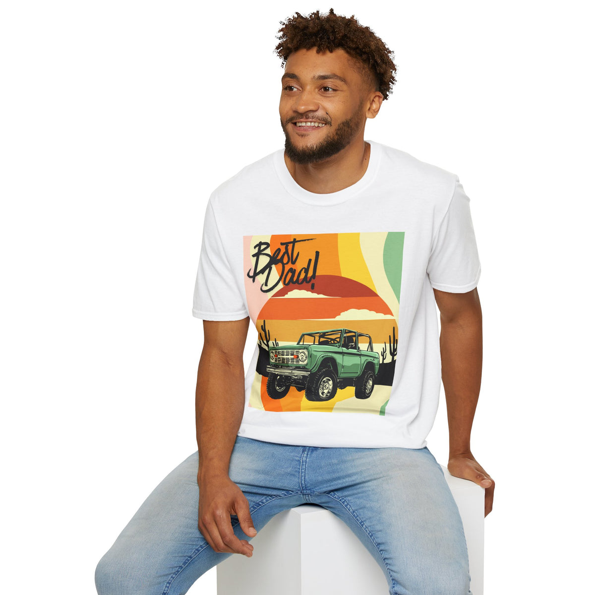Best Dad Vintage Sunset Jeep T-Shirt
