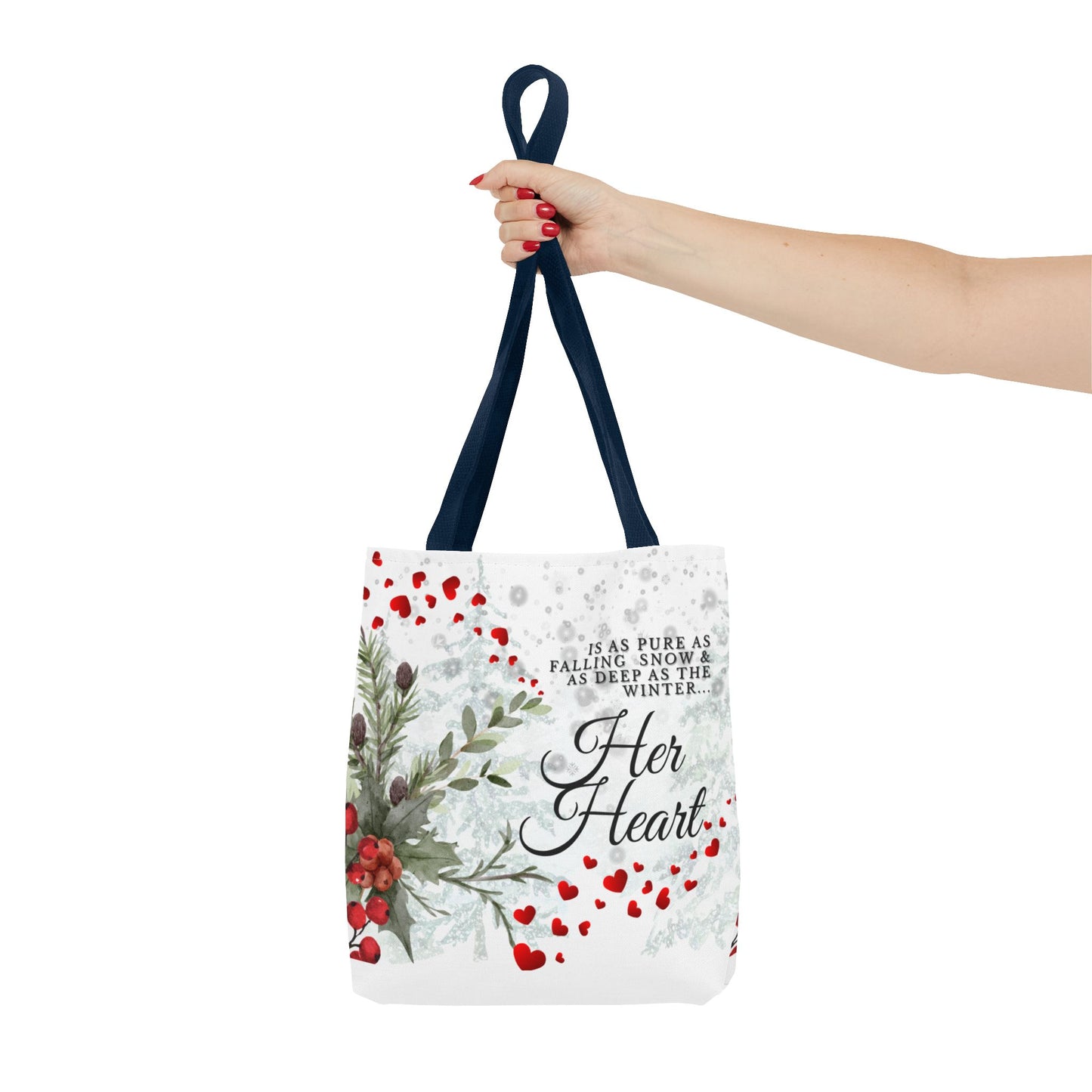 Her Heart Winter Floral Tote Bag – Romantic Valentine’s Day Canvas Tote