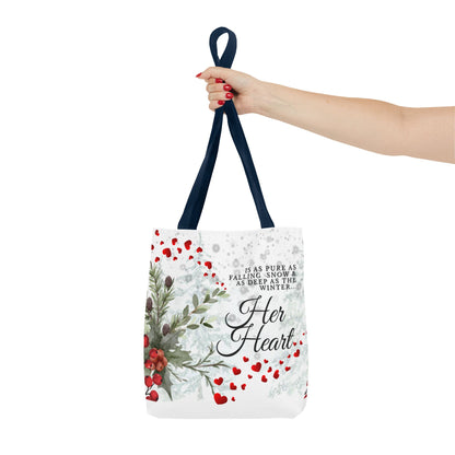 Her Heart Winter Floral Tote Bag – Romantic Valentine’s Day Canvas Tote