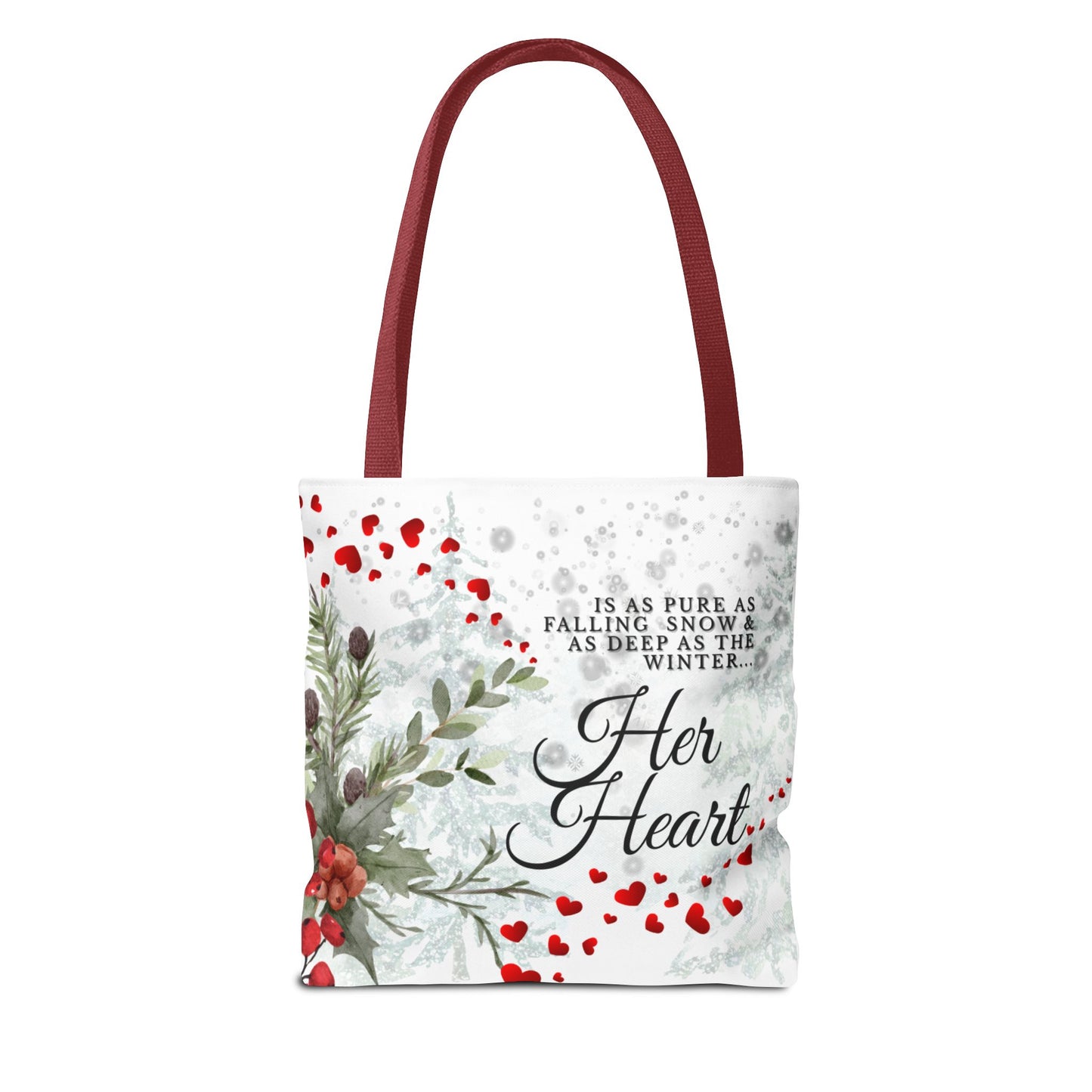 Her Heart Winter Floral Tote Bag — Romantic Holiday Gift