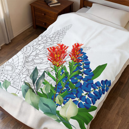 Texas Mom Velveteen Plush Blanket - Cozy Art Therapy Throw