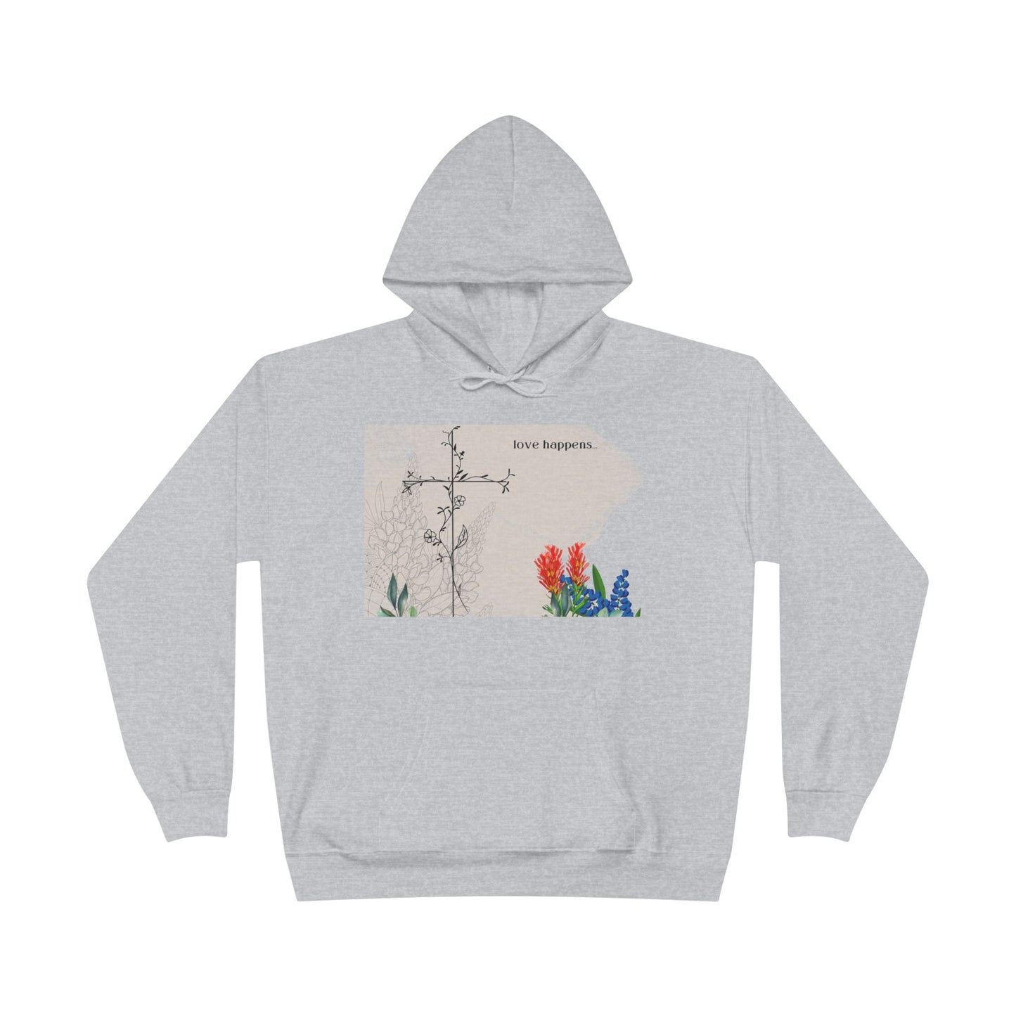 Love Happens Eco-Friendly Hoodie - Floral Design for Nature Lovers