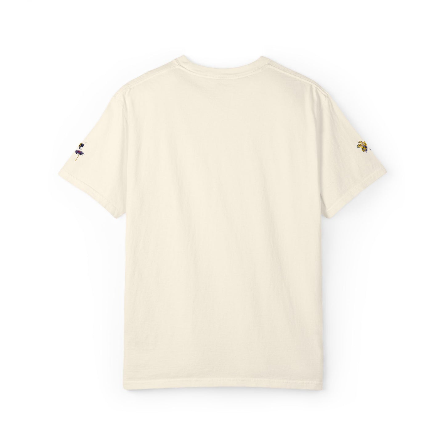 Floral Bee Chest Pocket T‑Shirt — Tiny Wildflower & Bee Graphic