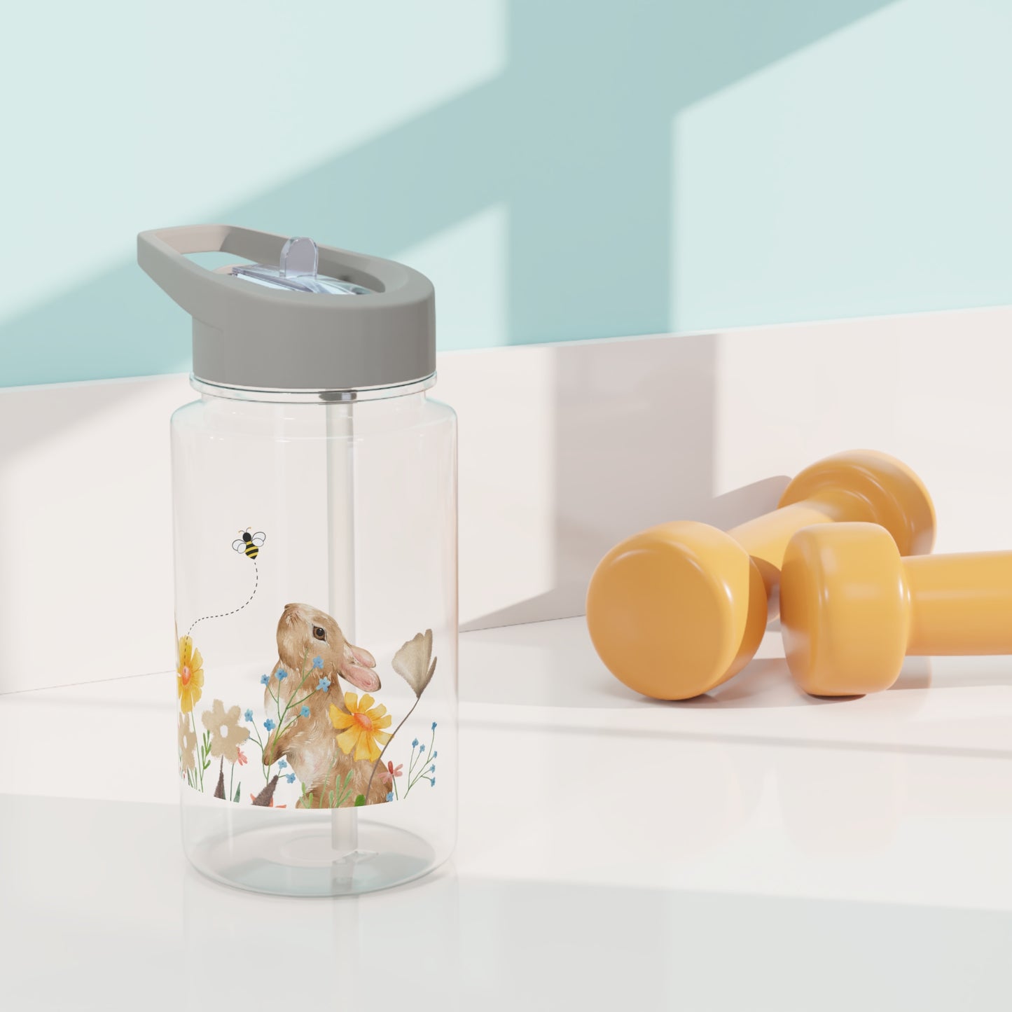 Cute Bunny & Floral Tritan Water Bottle - Perfect for Spring Adventures