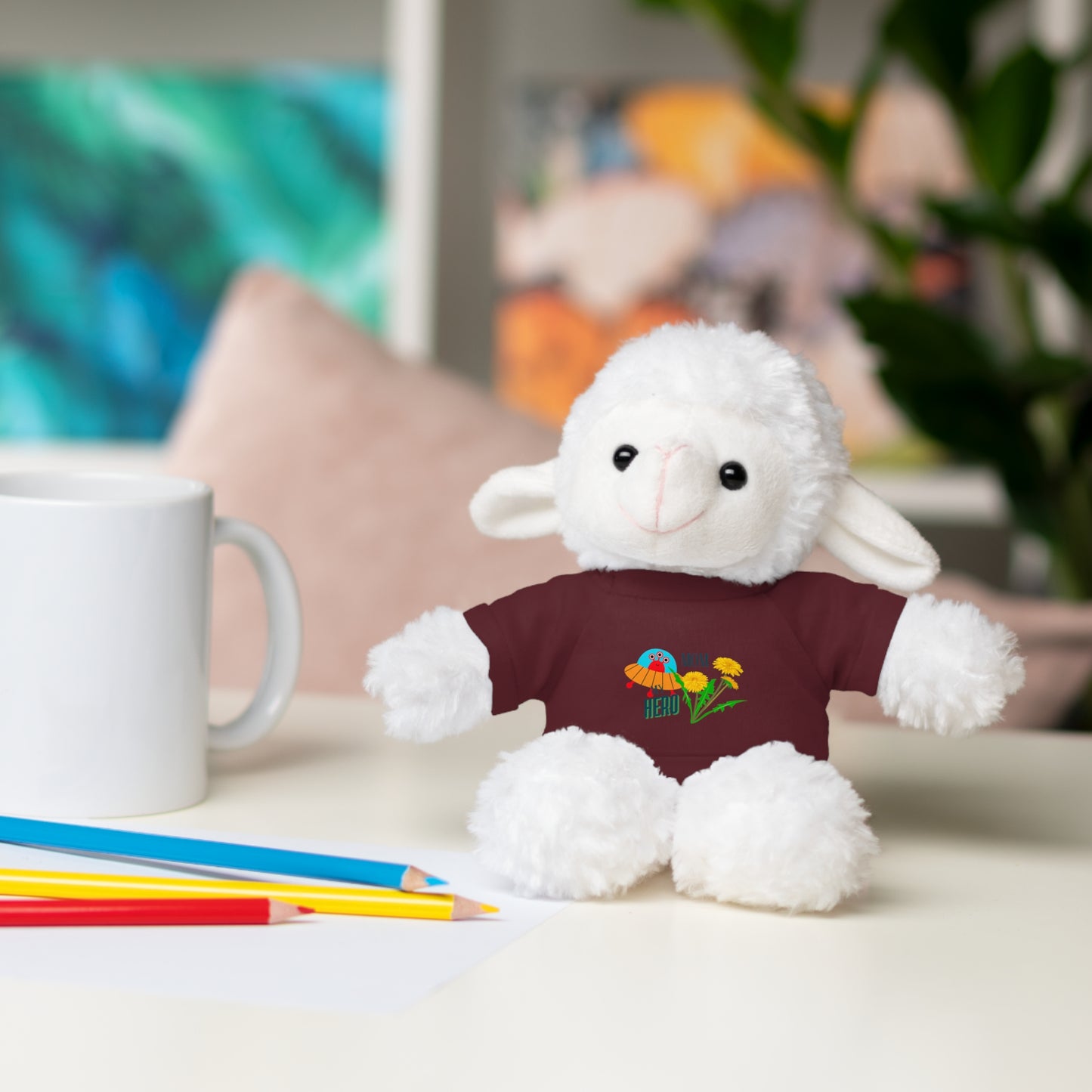 MOM is my Hero Stuffed Animal Tee Bear - Perfect Gift for Kids & Celebrations
