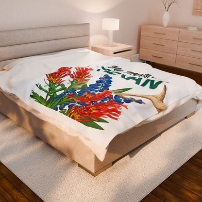 Texas MOM Velveteen Plush Blanket - Cozy Floral Throw for Mother's Day, Birthdays, and Texas Pride