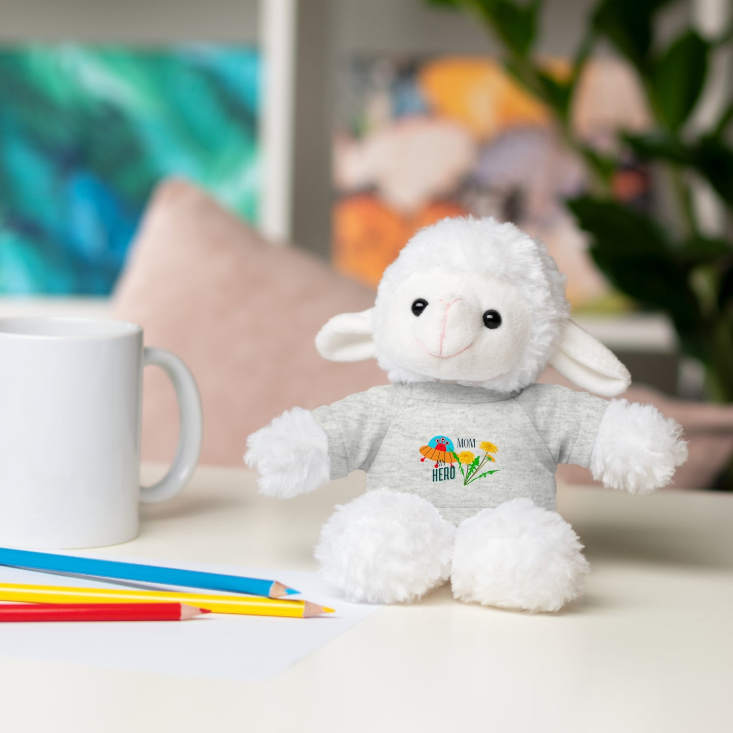 MOM is my Hero Stuffed Animal Tee Bear - Perfect Gift for Kids & Celebrations