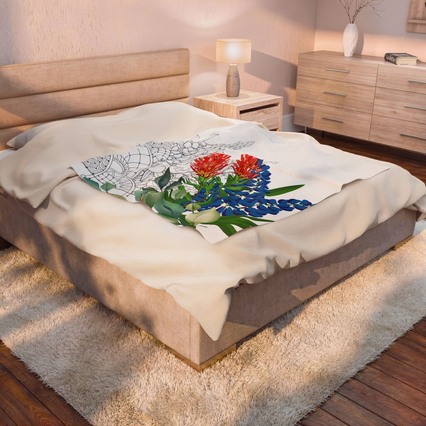 Texas Mom Velveteen Plush Blanket - Cozy Art Therapy Throw
