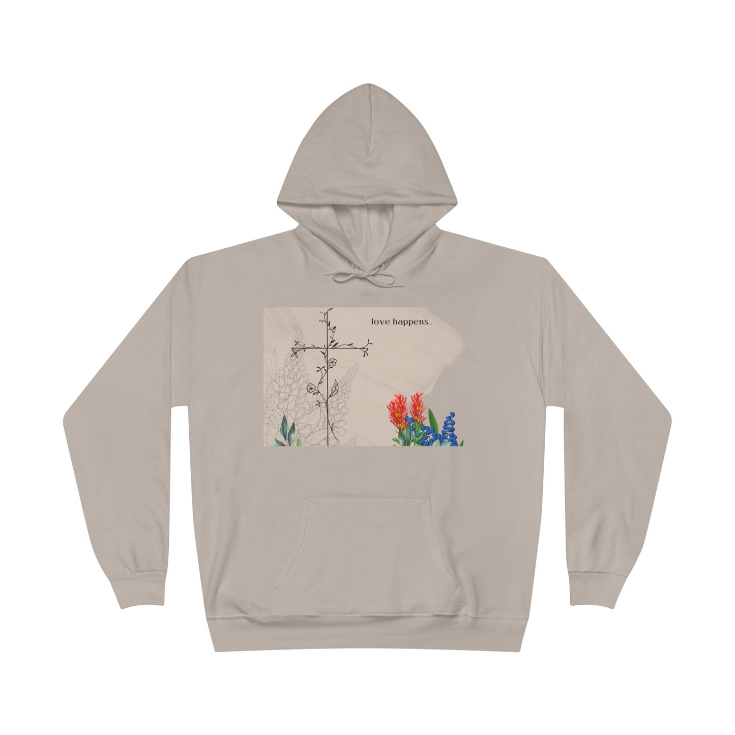 Love Happens Eco-Friendly Hoodie - Floral Design for Nature Lovers