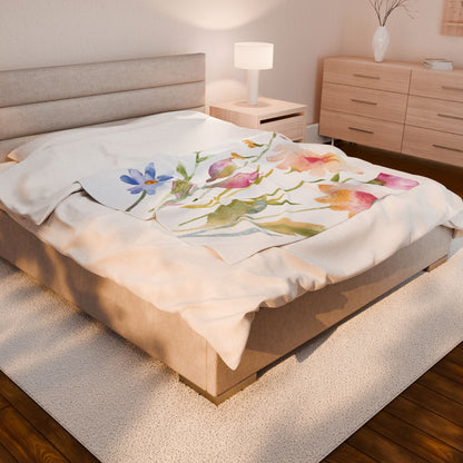 Floral Velveteen Plush Blanket - Cozy Springtime Decor for Home