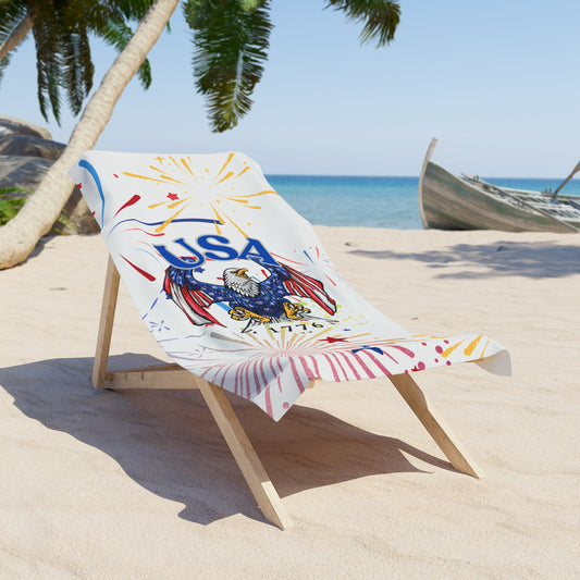 Patriotic Eagle Beach Towel, USA Flag Design, Summer Beach Accessory, Fourth of July Gift, Poolside Lounge Towel, Outdoor Picnic Essential