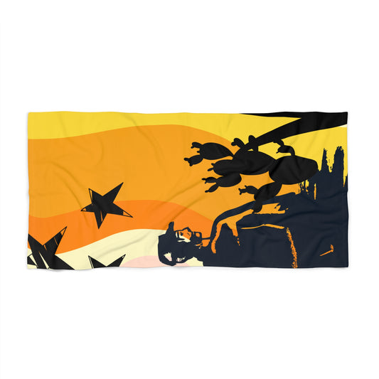Retro Surf Beach Towel — Dad Cactus Sunset Silhouette