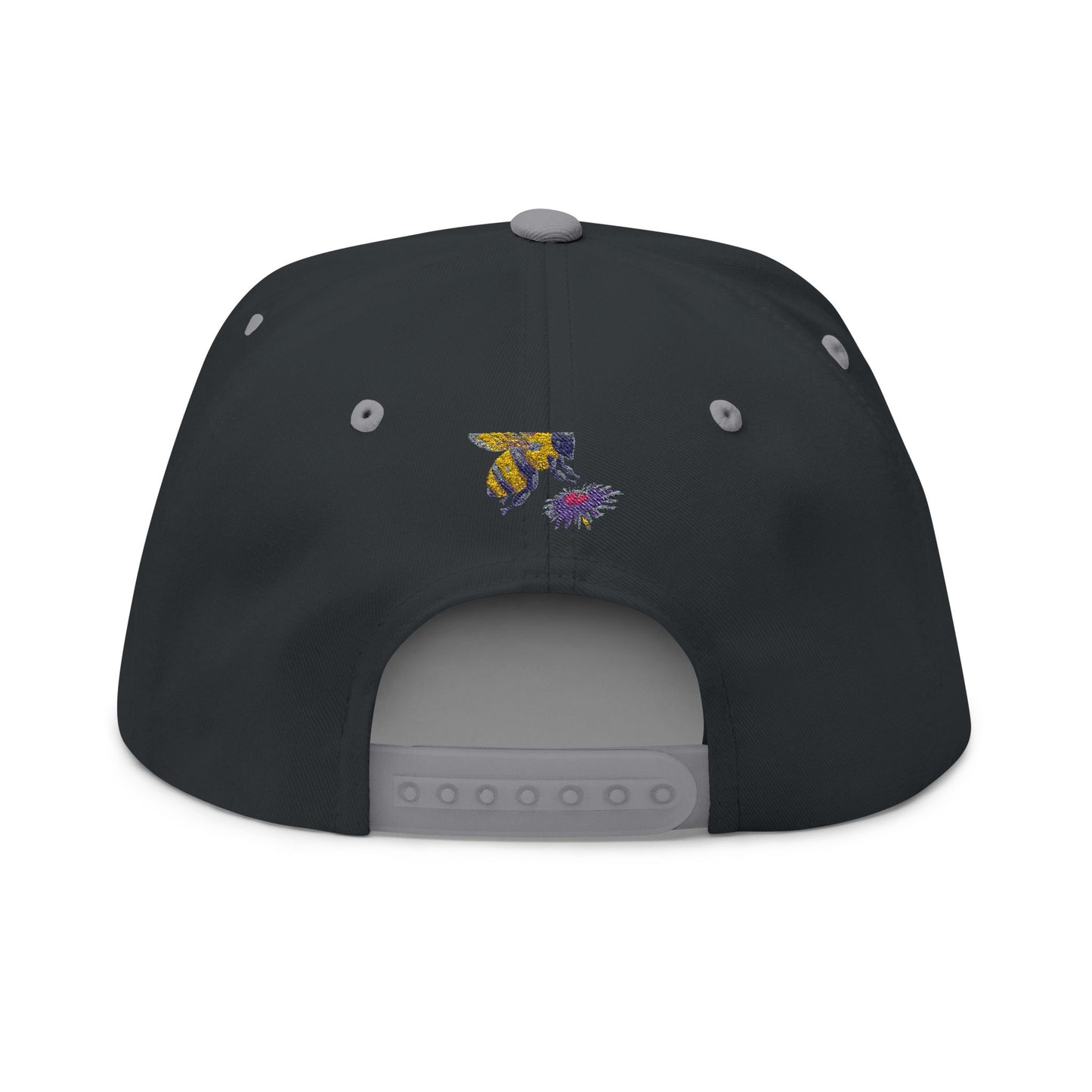 Flat Bill Cap - "Bee Amazing" Embroidered Floral Snapback