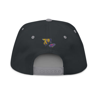 Flat Bill Cap - "Bee Amazing" Embroidered Floral Snapback