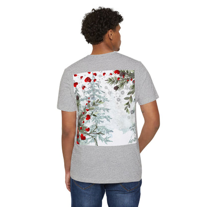 Her Heart Winter Floral T-Shirt — Romantic Snow & Red Berries Design