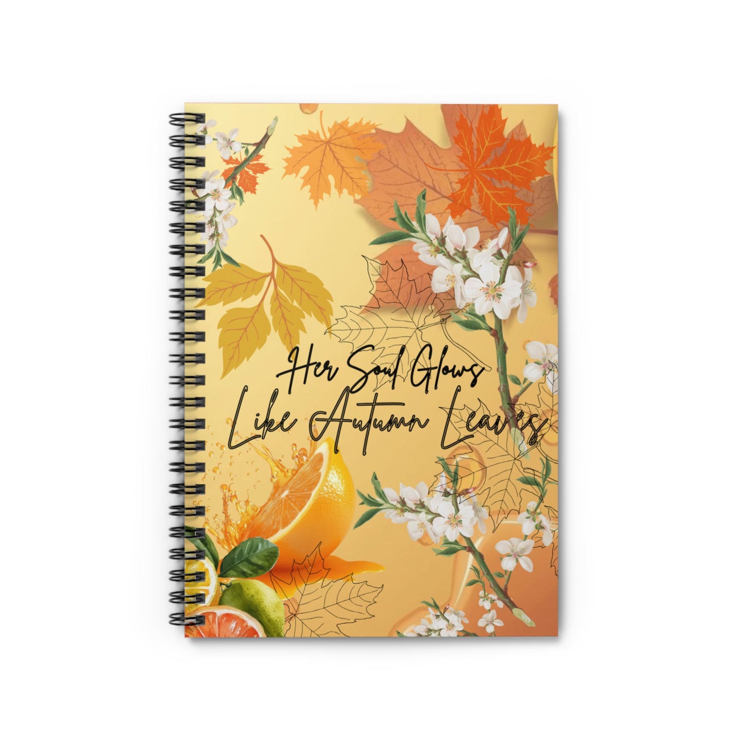 Whispering Maple Spiral Notebook - Her Soul Glows Like Autumn Leaves, Fall Journal, Nature Lover Gift, Student Planner, Cute Office Supply