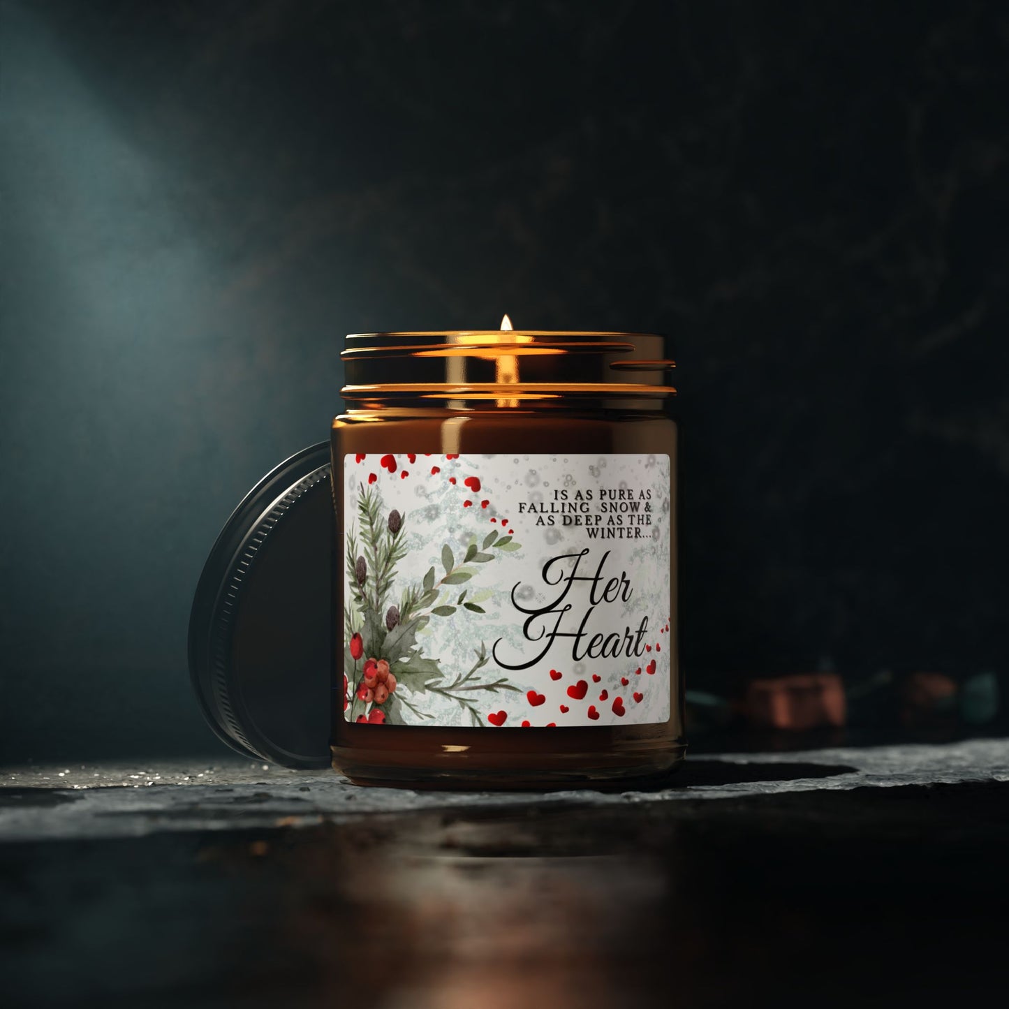 'She Is As Deep As The Winter' Scented Soy Candle — Amber Jar (Multi-Size)