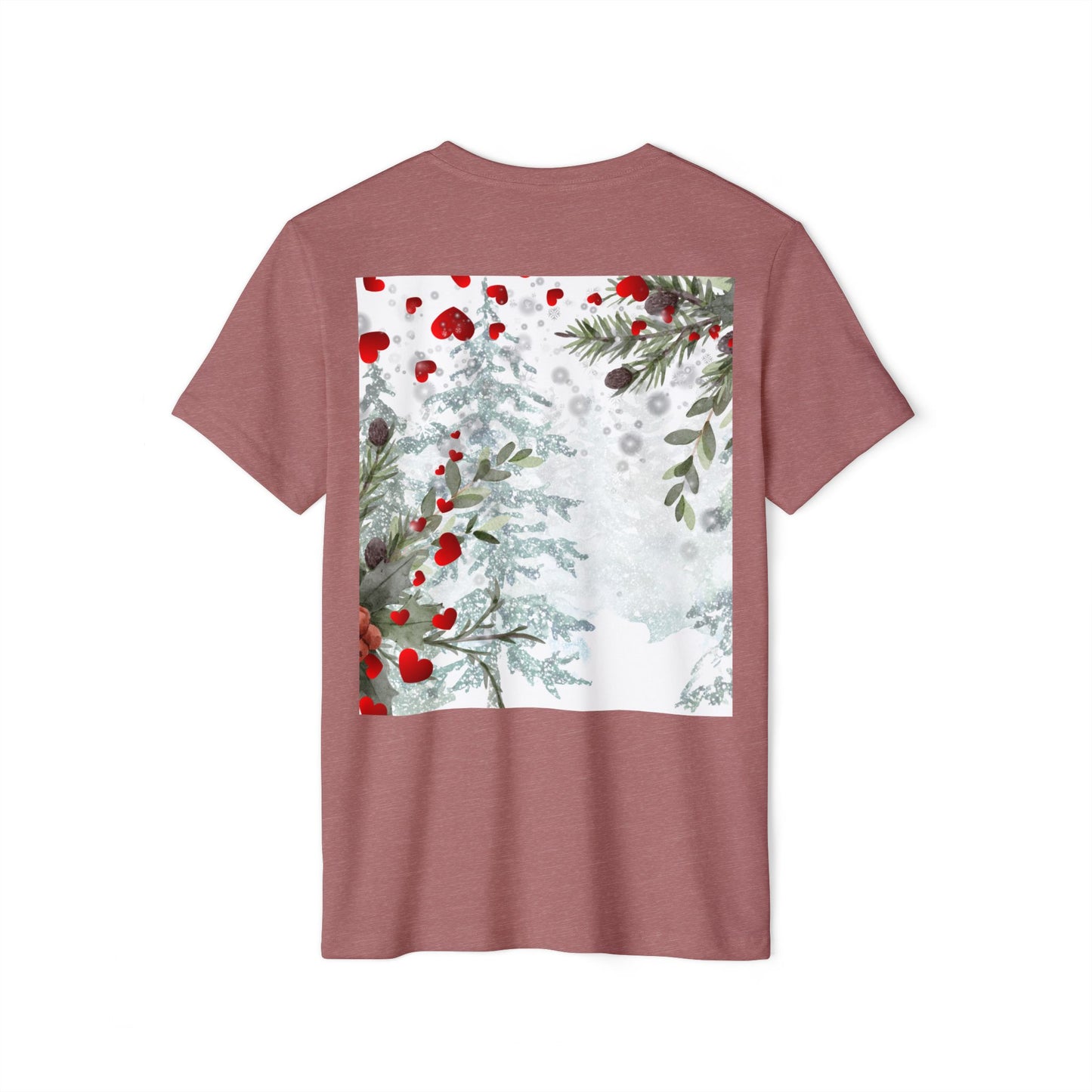 Her Heart Winter T-Shirt — Romantic Holiday Snow & Red Berries Design