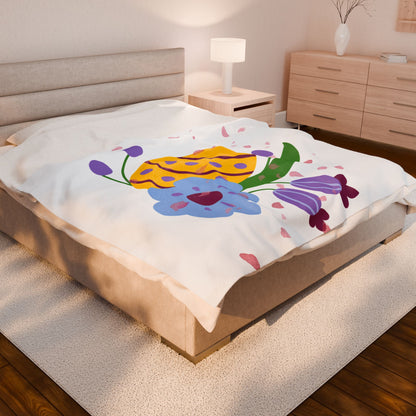 Easter Floral Velveteen Plush Blanket - Cozy Spring Decor