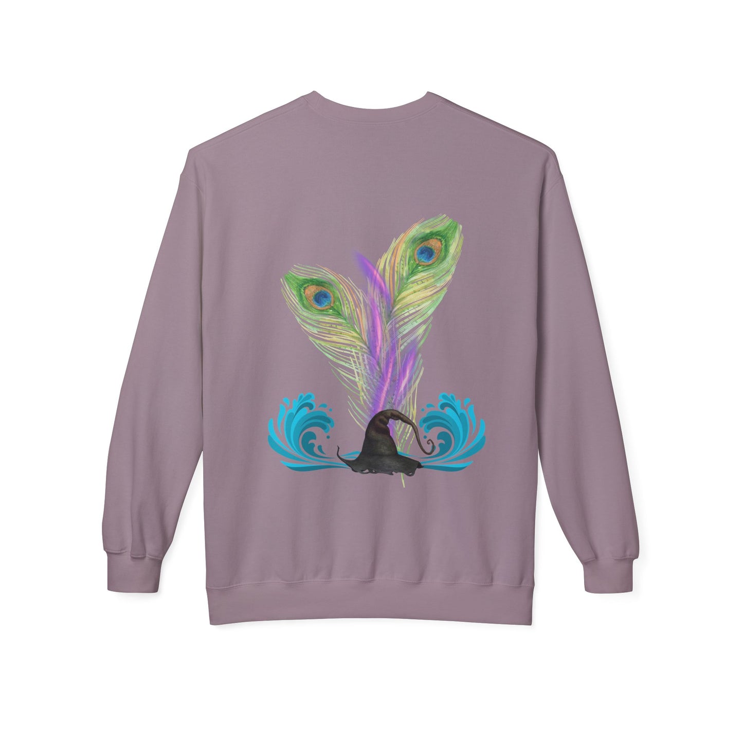 Hallowqueen Sweatshirt — Peacock Feather Witch Hat Halloween Crewneck