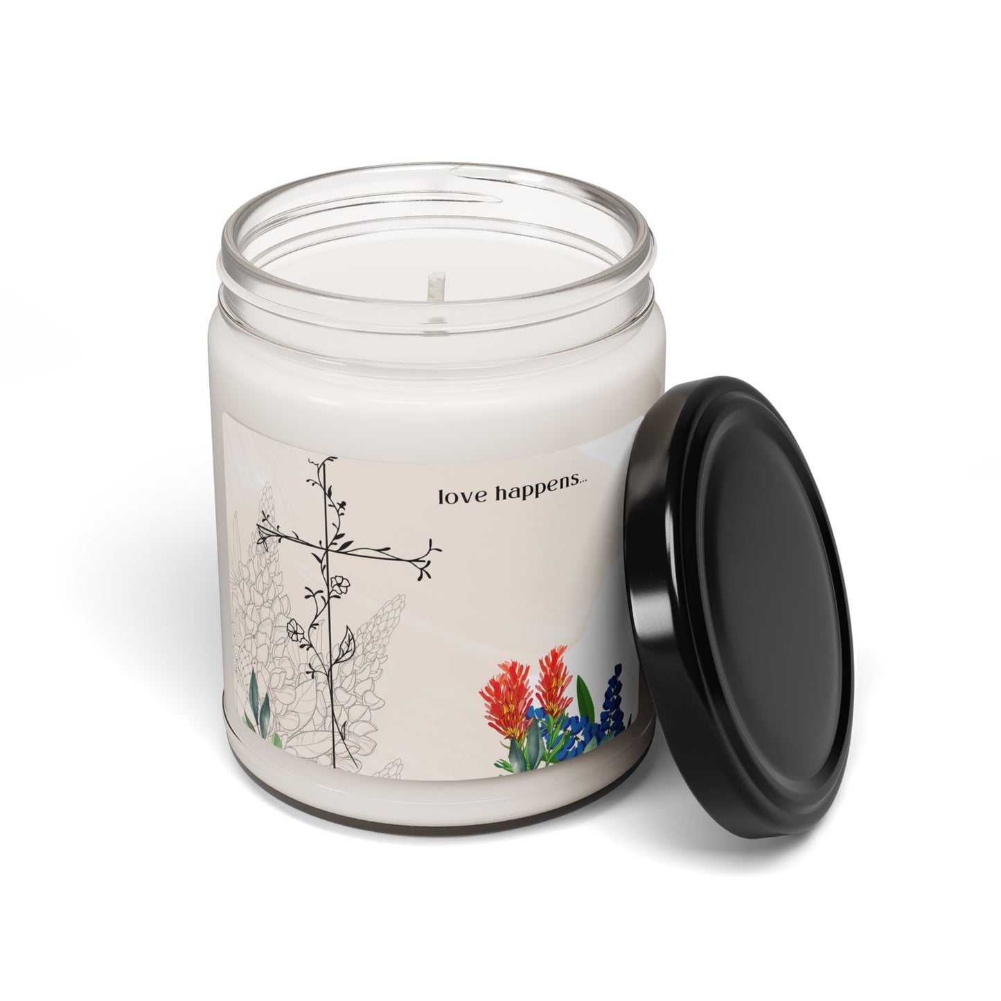 Scented Soy Candle - "Love Happens" - Floral Aromatherapy for Home Decor