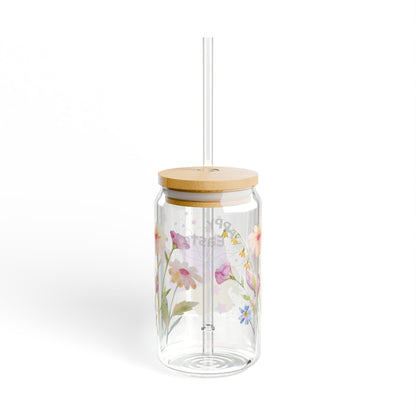 Happy Easter Floral Sipper Glass - 16oz Reusable Drinkware