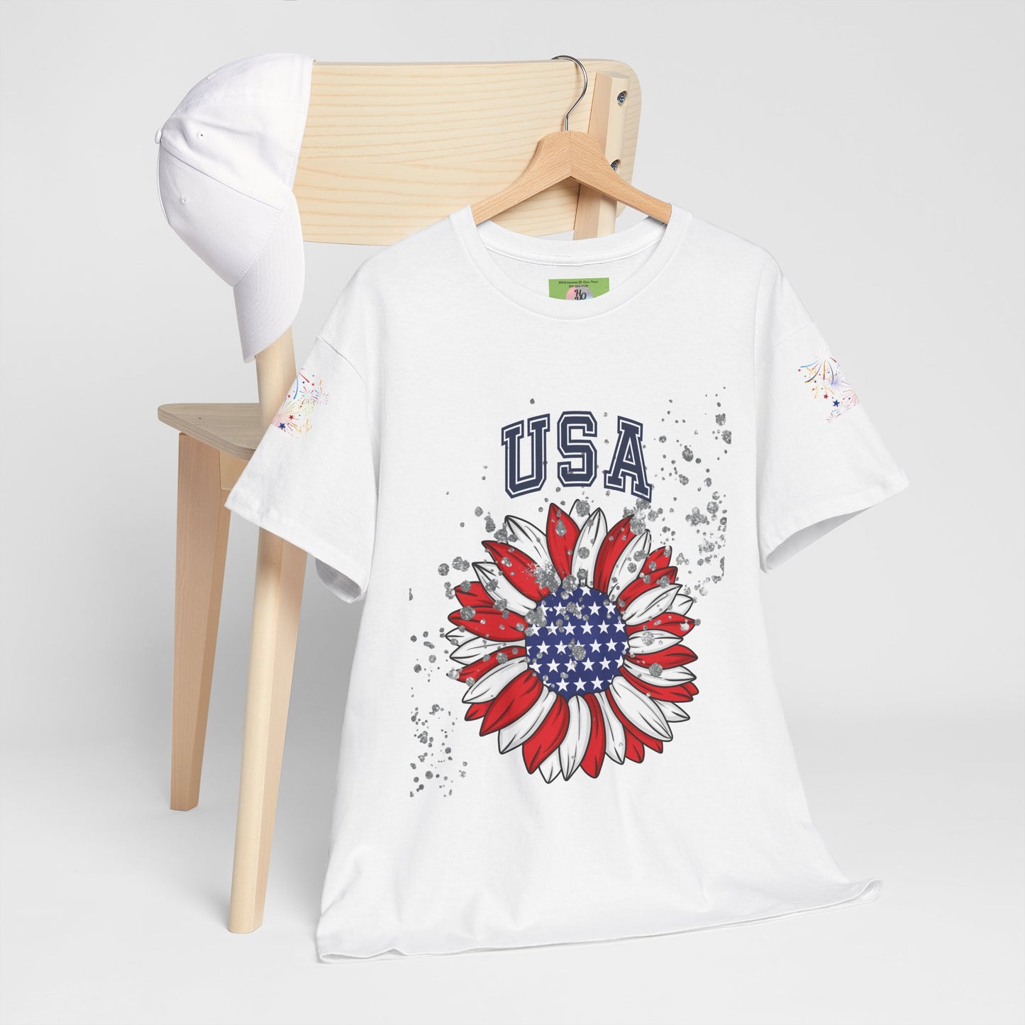 USA Sunflower Fireworks Tee | Unisex Heavy Cotton T-Shirt, American Pride, 4th of July, Patriotic Wear, Summer Festivals, Independence [...]