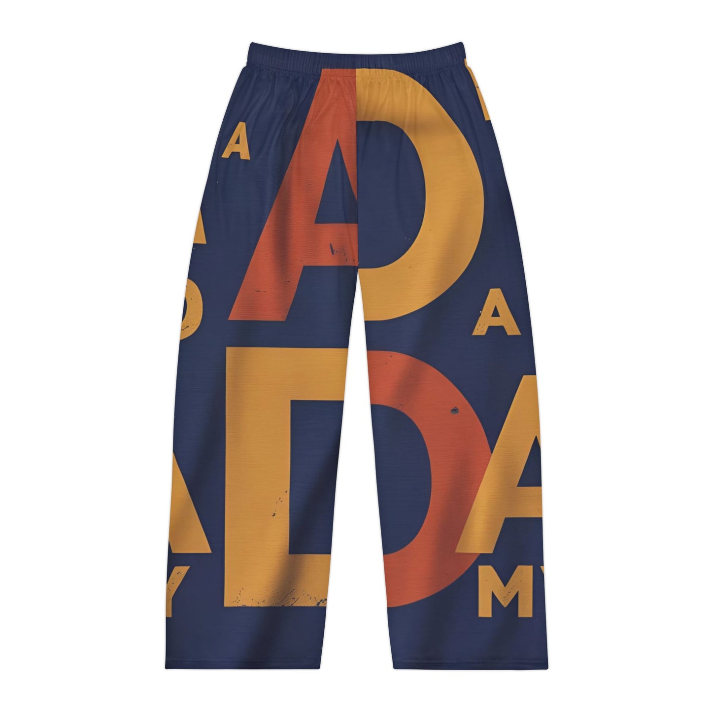 Retro Dad Pattern Pajama Pants – Navy & Gold All-Over Print Loungewear