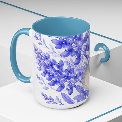 Cowboy Hat Bluebonnet Accent Coffee Mug – Texas Wildflower Floral Tea Cup (11/15oz)