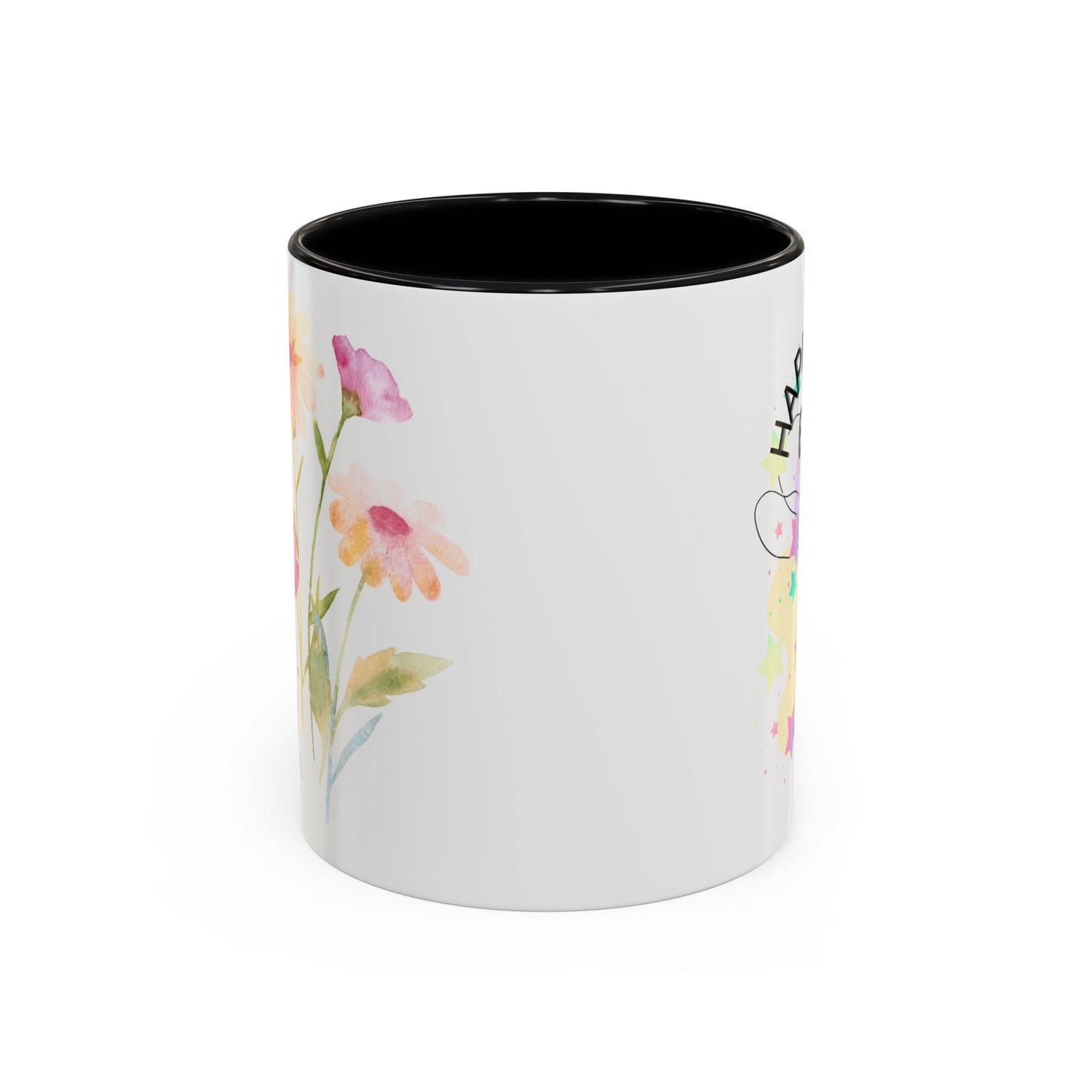 Happy Easter Floral Accent Coffee Mug - Celebrate Spring with Colorful Design