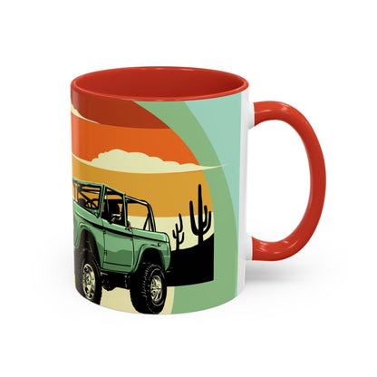 Vintage Off-Road Truck Coffee Mug — Desert Sunset Accent