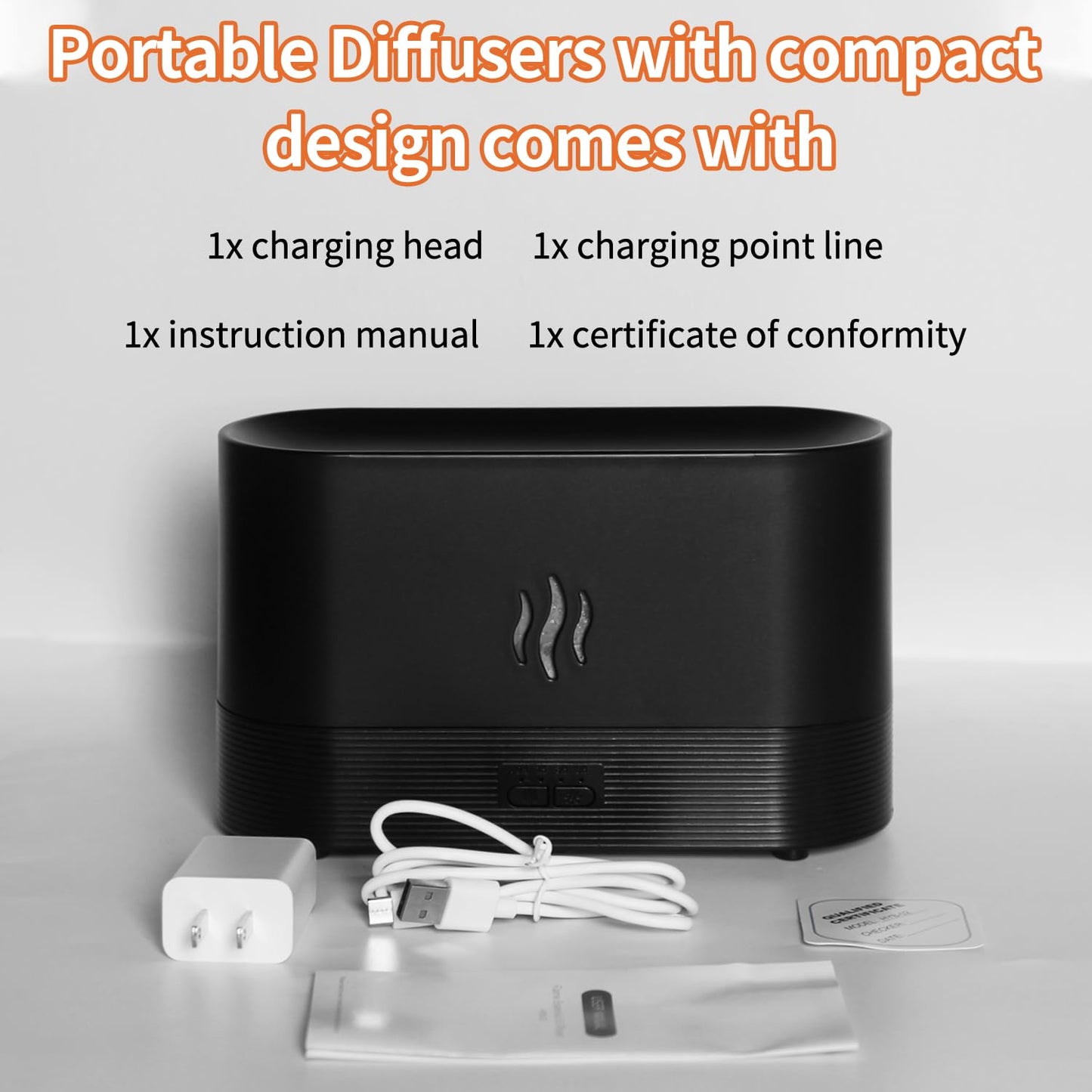 Flame Diffuser, Aromatherapy Diffuser with Power Adapter & 25db Audio Bluetooth