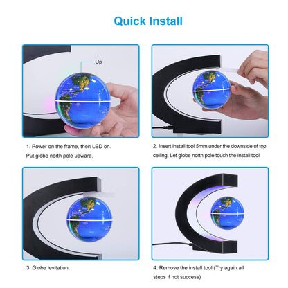 Magnetic Levitating Globe with LED Light, Cool Tech Gift for Men Father Boys and Girls, Birthday Gifts for Kids, Floating Globes World Desk Gadget Decor in Office Home Display (Silver)