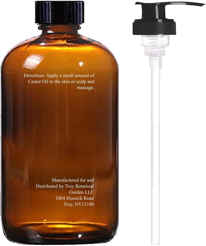Castor Oil 16 Fl Oz (Glass Bottle) - Original Unrefine0% Pure and Natural, Cold Pressed, and Hexane-Free - Hair Oil, Body Oil